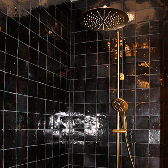 carrelage noir douche italienne