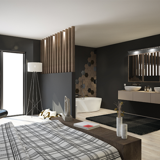 salle de bain dans la chambre