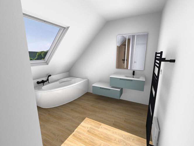 Plan 3D Vue sur le bain