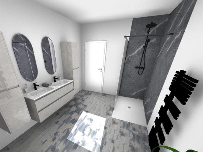 Plan 3D de la future salle de bain à Brest Plan 3D de la future salle de bain à Brest