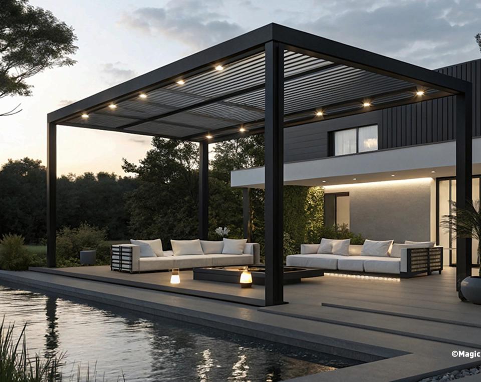 Pose d'une pergolas contemporaine 